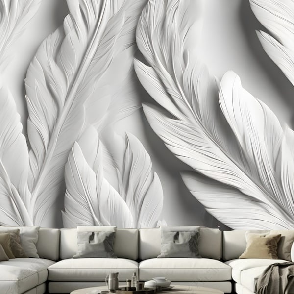 White Feather Wallpaper Wall Mural Home Decor for Living Room Bedroom Dinning Room