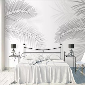 Grey Mural Wallpaper Nordic Minimalist Plant Coconut Leaf Palm Tree Living Room Bedroom TV Background Wall Murals