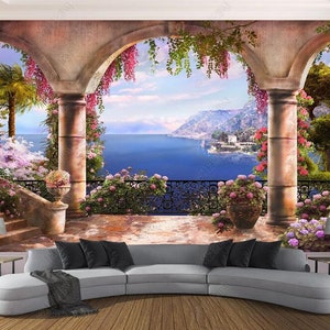 Custom 3D Photo Wallpaper Garden Balcony Sea View 3D Wall Painting Bedroom Living Room Sofa Decoration Wall Mural Papier
