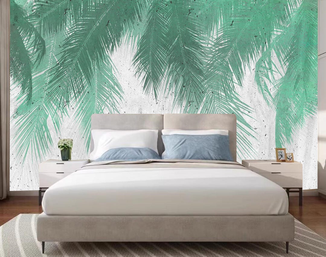 Tropical Hanging Palm Leaves Wallpaper Wall Mural Home Decor - Etsy