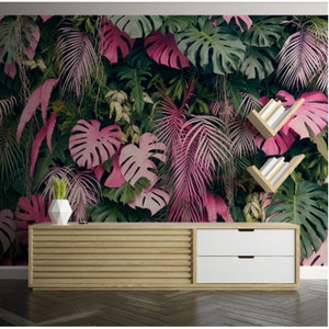Rainforest Plants Tropical Leaves Wallpaper Wall Mural, Tropical Plants Nature Living Room Bedroom Wall Murals Wall Decor