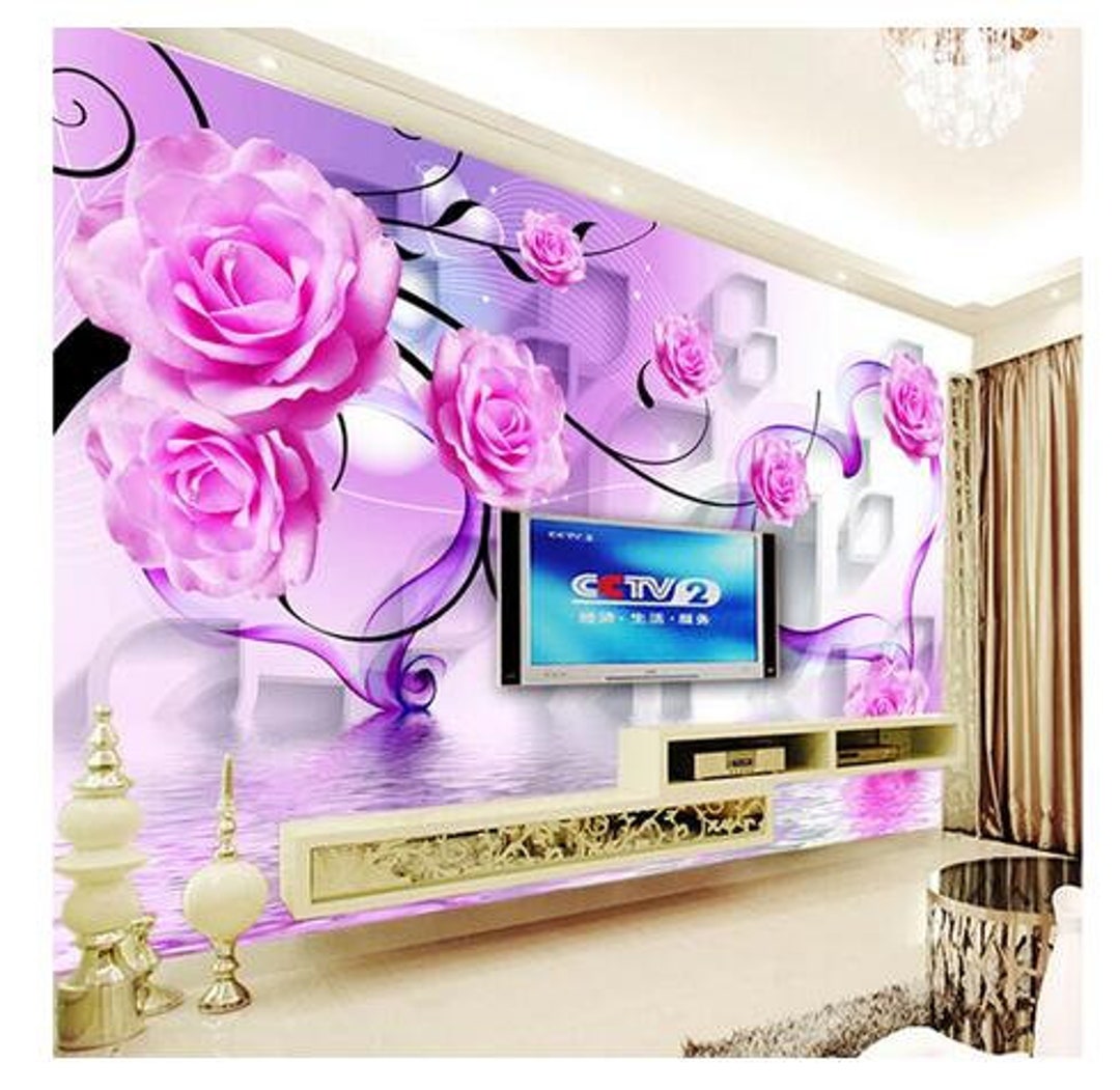 Custom Mural Wallpaper Modern Fashion 3D Rose Flower Bedroom - Etsy