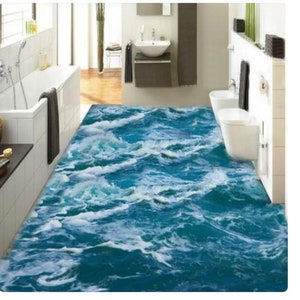 Sea Seawater Bathroom Kitchen Living Room Bedroom Bathroom Floor Wallpaper Wall Mural Home Decor