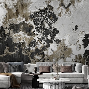 Abstract Industrial Cement Wallpaper Mural: Modern Home Decor