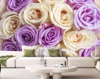 3D Rose Floral Wallpaper Mural: Living Room Wall Decor
