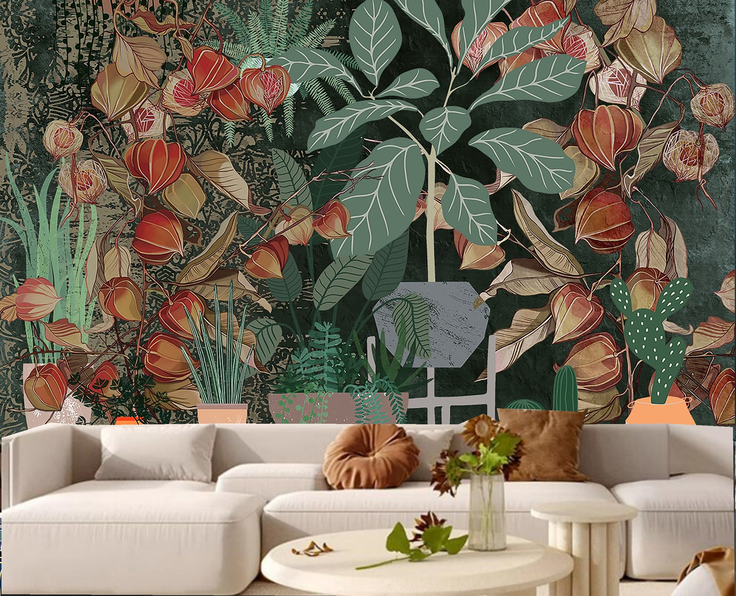 Tropical Plants Wallpaper Mural: Botanical Home Decor - Etsy