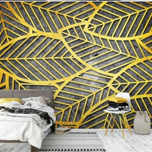 3D Gold Leaf Wallpaper Mural: Living Room Decor