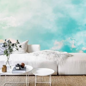 Sky Blue White Clouds Nature Landscape Wallpaper Wall Mural Home Decor