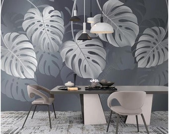 Tropical Rain Forest Banana Leaves Wall Mural, Tropical Leaves Wall Murals Wall Decor for Living or Dinning Room