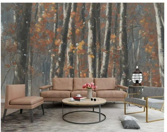 Birch Forest Tree Landscape Wallpaper Wall Mural Home Decor for Living Room Bedroom Dinning Room