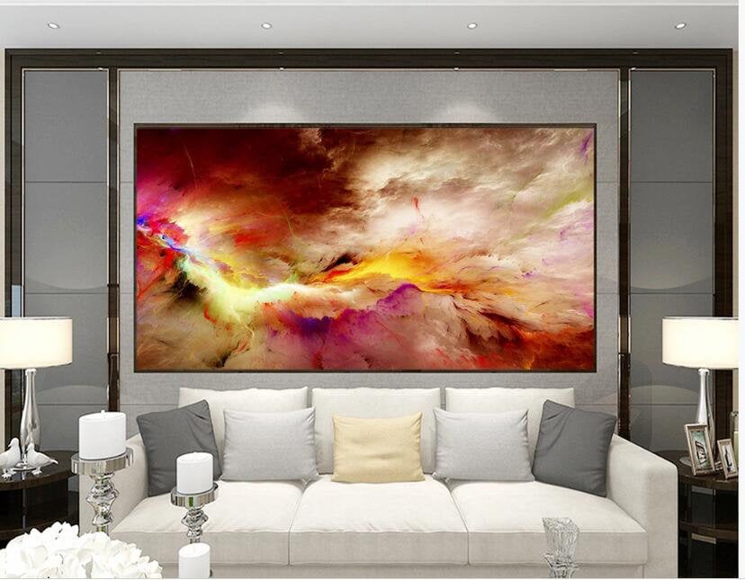 Abstract Hand Painted Rainbow Clouds Wallpaper Wall Mural - Etsy
