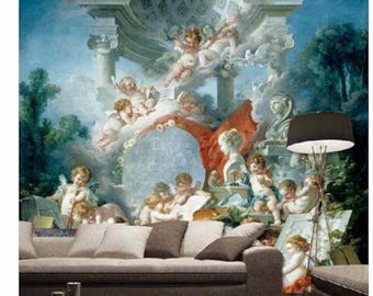 ベルリンの風の天使　油絵キャンパスの壁飾り Amazon.co.jp: ZQQART エンジェルキャンバスウォールアート 天使
