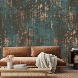 Old Vintage Blue and Gold Textured Wallpaper Wall Mural Home Decor