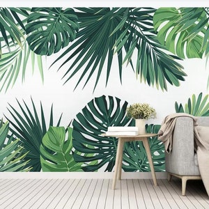 Tropical Banana Leaf Wallpaper Mural: Rain Forest Wall Decor