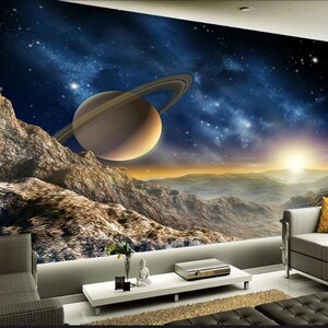 Cosmic Planet Mural Wallpaper: Custom Kids Bedroom Decor