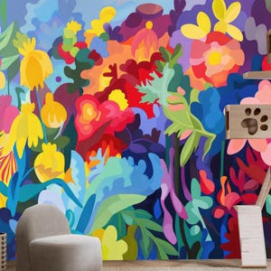 Watercolor Flowers Floral Wildflowers Wallpaper Wall Mural Wall Decor