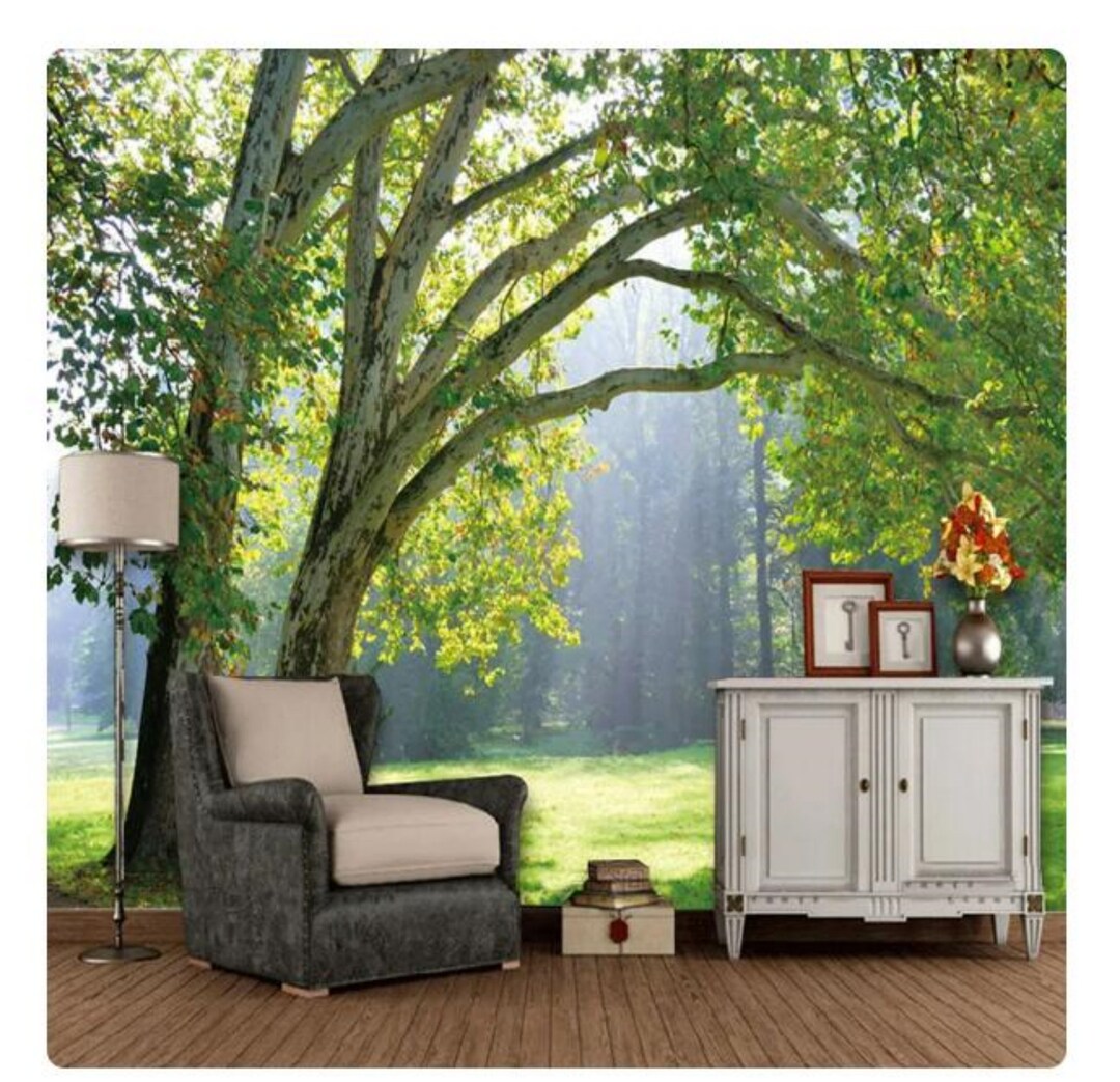 Forest Scenery Tree Wallpaper Wall Mural Home Decor for Living Room ...