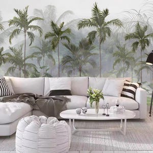 Mural de pared con palmeras y plantas de la selva tropical para decoración del hogar