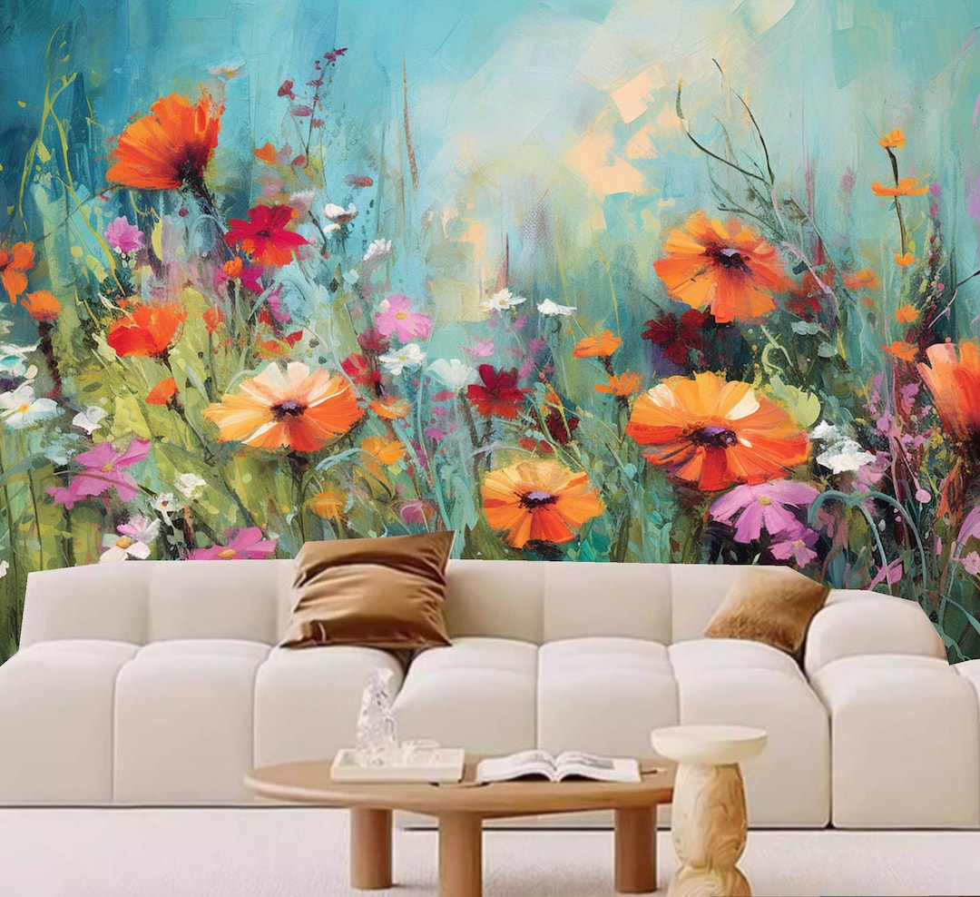 Colorful Small Flowers Floral Wallpaper Wall Mural Home Decor for ...