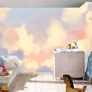 Cartoon Clouds Nature Landscape Kids&#39; Babies&#39; Children&#39;s Room Nursery Wallpaper Wall Mural Home Decor