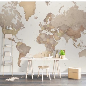 World Map Wall Painting For Living Room Study Room Bedroom Mural Wallpapers Wall Murals Home Decor