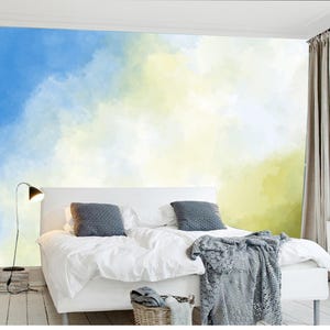 Abstract Blue and White Clouds Nature Landscape Wallpaper Wall Mural Home Decor