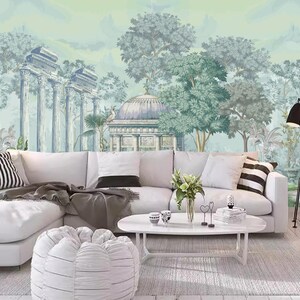 Greek Architectural Dome, Tree, Parrot Landscape Forest Wallpaper Wall Mural Home Decor