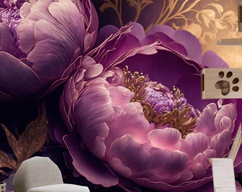 Roze pioenroos bloemen bloemenbehang muurschilderij Home Decor