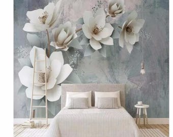 Vintage Embossed Floral 3D Mural Wallpaper: Luxury Hotel Decor