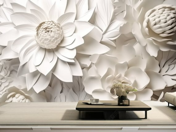 3D Metal Flower TV Background Wallpaper – Home Decoram
