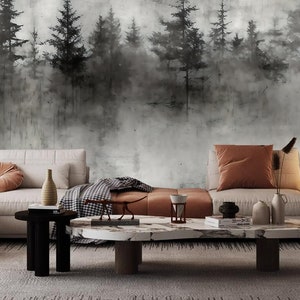 Decorazione murale per la casa, carta da parati con foresta di alberi nostalgici retrò per soggiorno o camera da letto