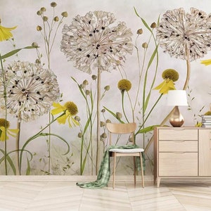 Modern Retro Plant Watercolor Hand Painted Fashion Flowers Background Wallpaper Wall Murals
