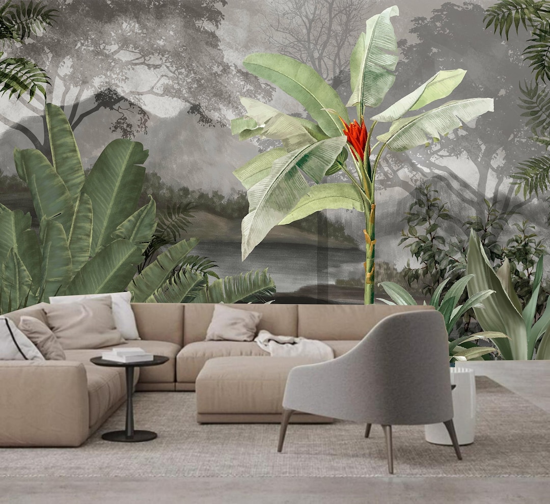 Tropical Banana Trees and Plants Jungle Forest Wallpape Wall Mural Wall ...