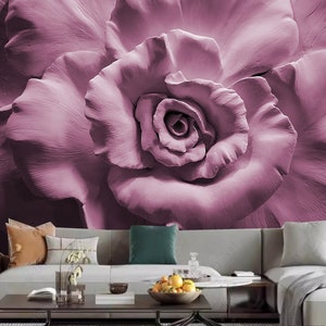 3D Pink Rose Floral Wallpaper Mural: Living Room Wall Decor