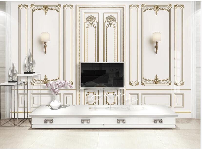 European Luxury Style White Plaster, Mirror Wallpaper For Wall