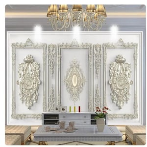 3D Golden Relief Wallpaper Mural: European Style Home Decor