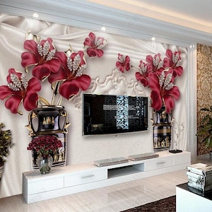 Custom 3D Flower Wallpaper Mural: European Style Jewelry Design