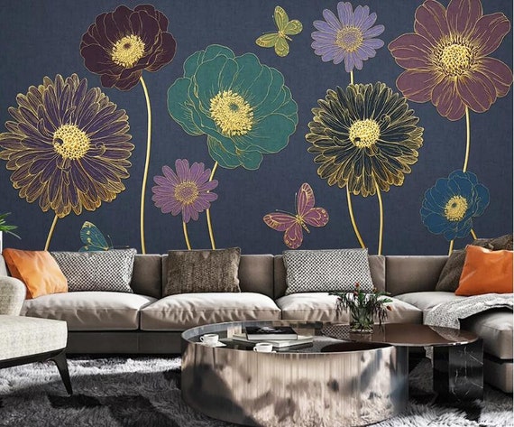 Hình nền trang trí tường hoa vàng rực rỡ sẽ làm cho căn phòng của bạn trở nên sang trọng và ấm cúng hơn. Mẫu hoa đầy mê hoặc được thể hiện trên tường như một tác phẩm nghệ thuật. Hãy xem hình để được trải nghiệm sự lấp lánh và rực rỡ của hình nền này! 
