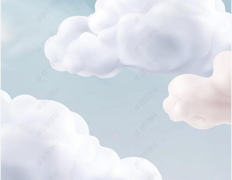 White and Pink Clouds Wallpaper Wall Mural Blue Sky Wall Etsy