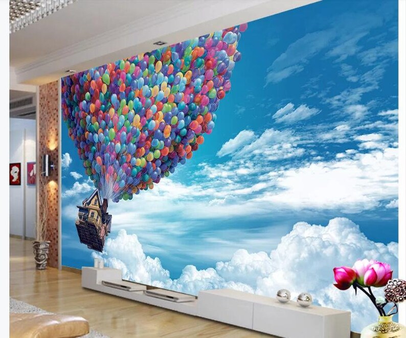 Colorful Hot-air Balloon Nursery Wallpaper Handpainted White - Etsy