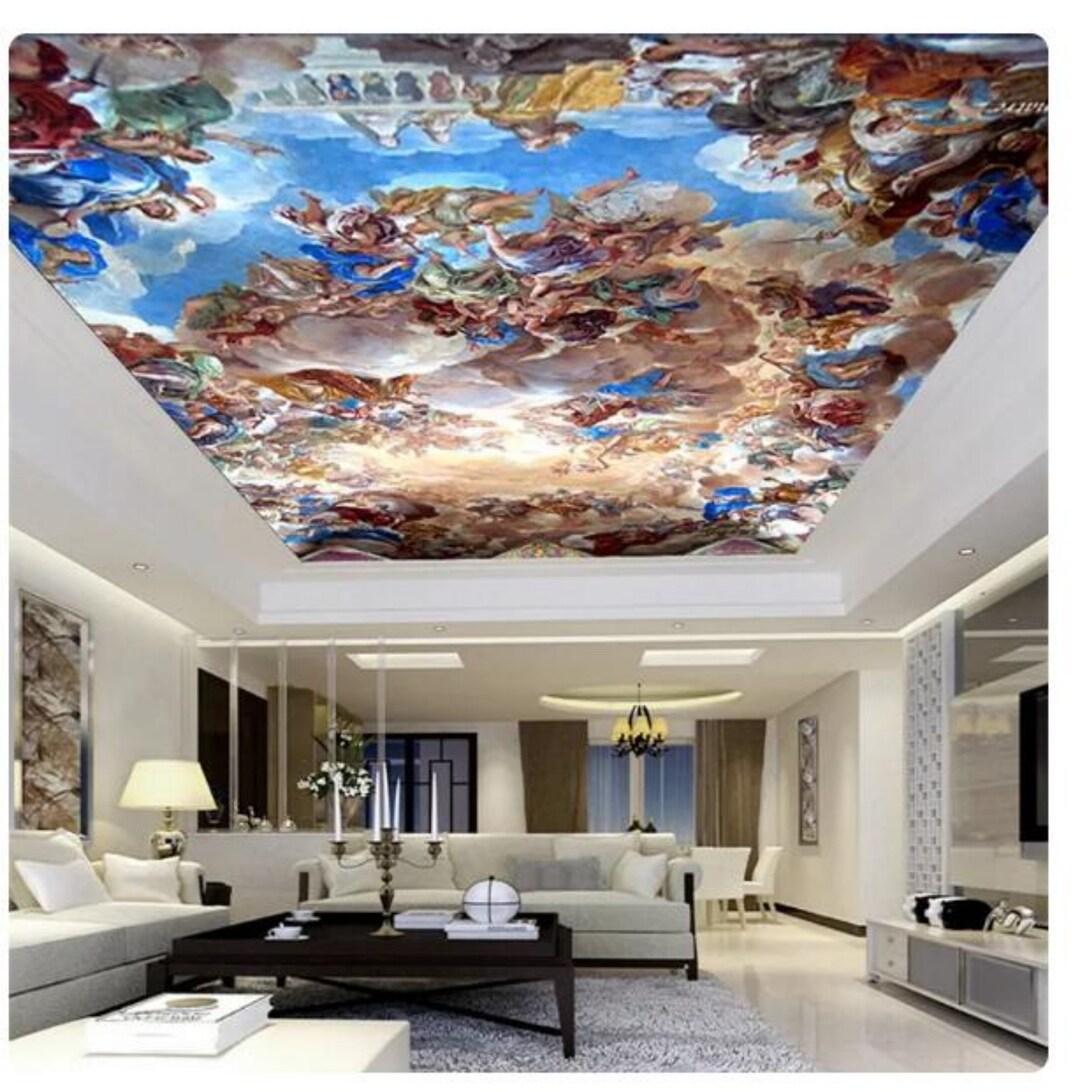 Angels Ceiling Mural: European Retro Wallpaper - Etsy