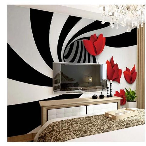 3d Black and White Stripe Wallpaper Etsy — free download
