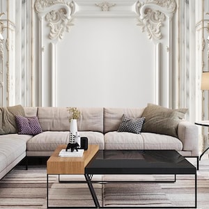Luxury Stucco Frame Wallpaper Mural: 3D Plaster Column Wall Decor