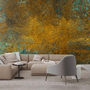 Rusty Golden Graffiti Wallpaper Wall Mural Home Decor