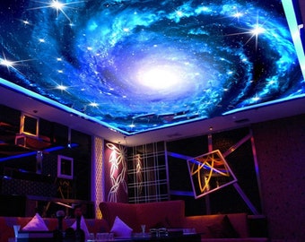 Galaxy Starry Sky Ceiling Decoration Wallpaper Wall Mural for Children Room Bedroom