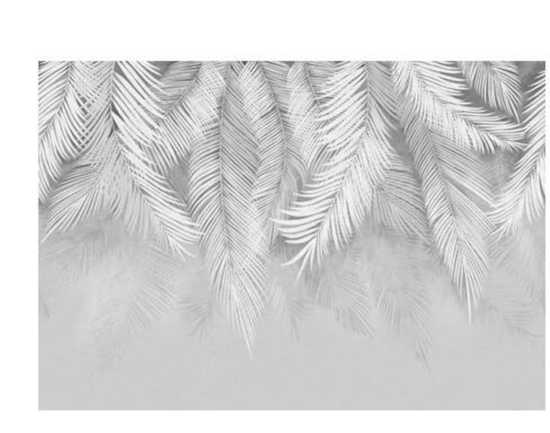 Hanging White Banana Leaf Wallpaper Tropical Leaves Wall Etsy Canada