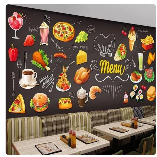 Foods Western Restaurant Fast Food Shop Wallpaper Wall Mural Home Decor