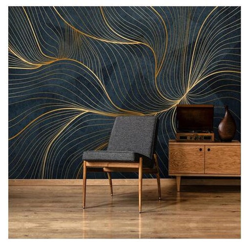 Custom 3D Wallpaper Luxury Golden Geometric Stripes Art Wall - Etsy Canada
