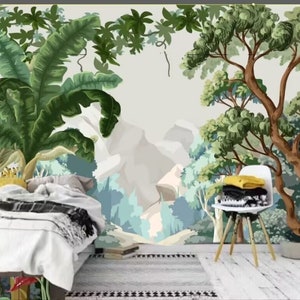 Tropical Rainforest Banana Tree and Plants Wallpaper Wall Mural Home Decor for Living Room Bedroom Dinning Room