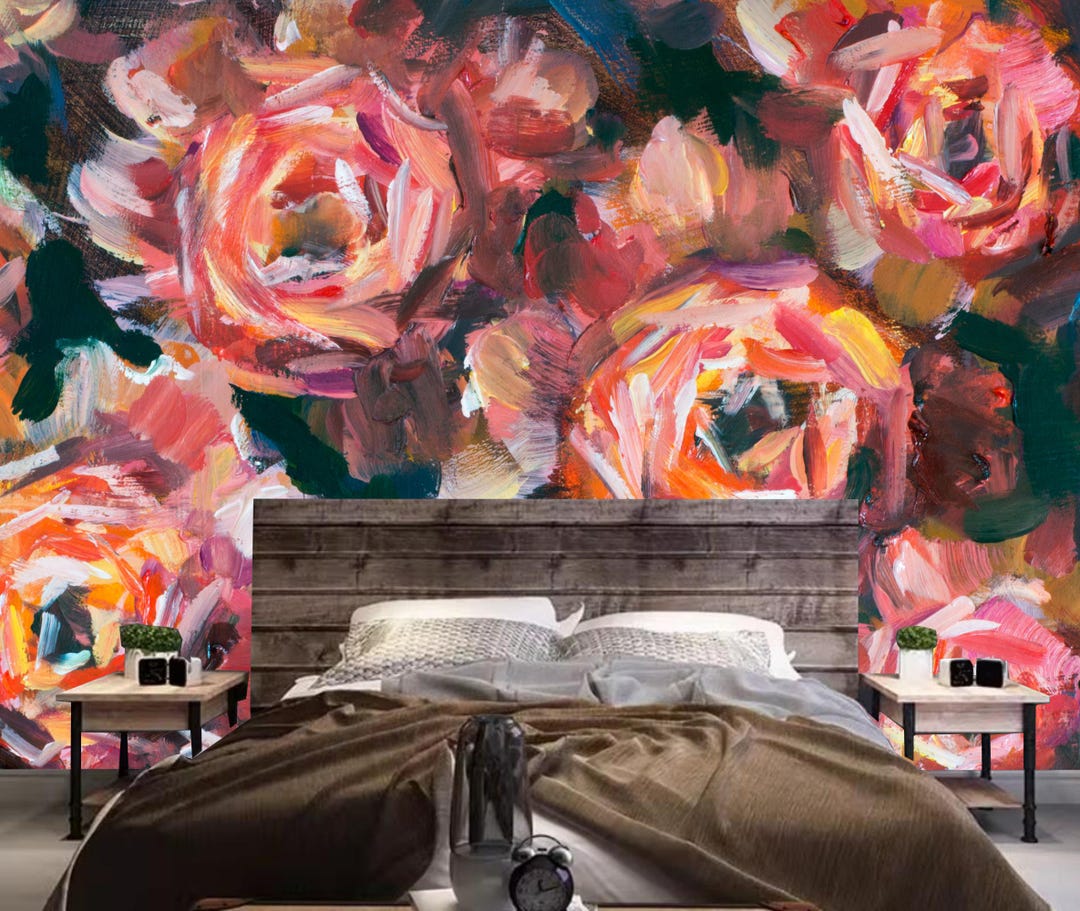 3D Orange Roses Flowers Floral Wallpaper Wall Mural Home Decor - Etsy
